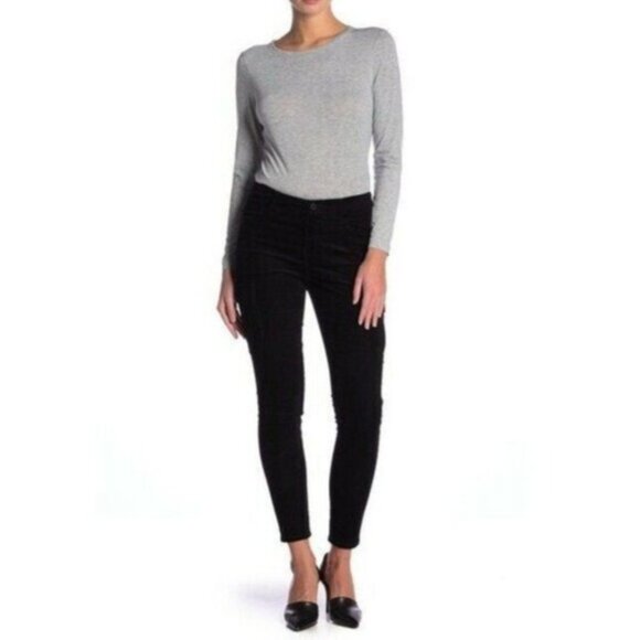 VINCE Corduroy Pants Black Skinny Leg Pockets High Rise Slim Jeans SZ 2 NWT $275
